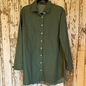 Olive Green Button-Up Blouse
